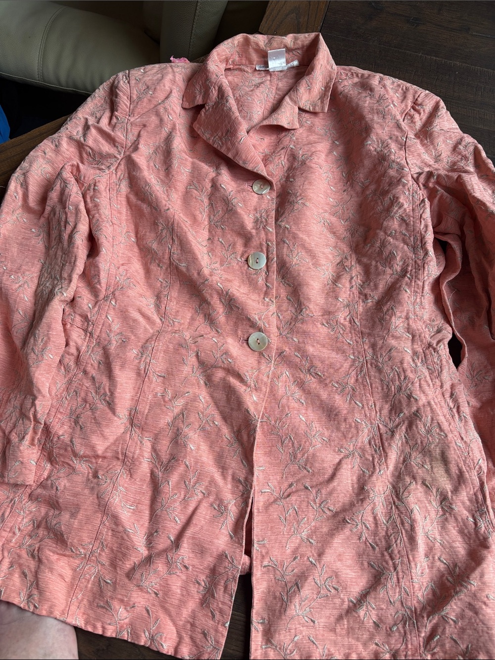 Silk Embroidered Button-Front Shirt Jacket